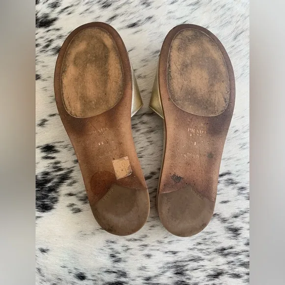 🔥 Clearance Prada Saffiano Gold Slides