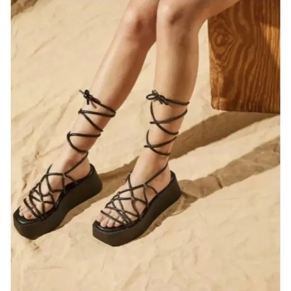 - Free people Womens Georgie Wrap Wedge Sandals. SH5