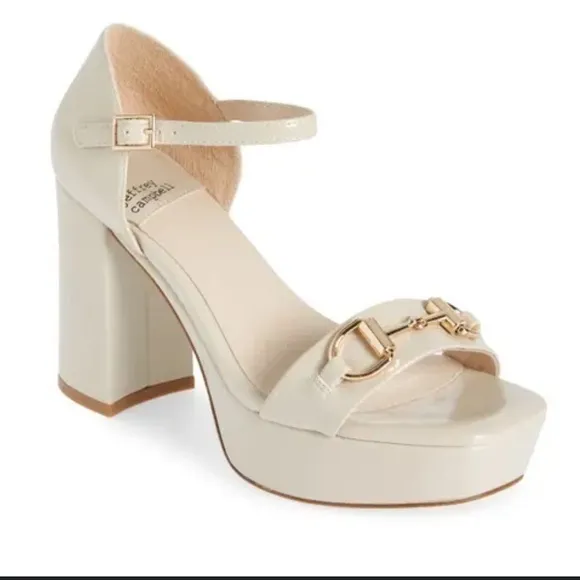 ◀️ Jeffrey Campbell ◀️ Clever Platform Sandals. Ice Pantene Gold Size 10