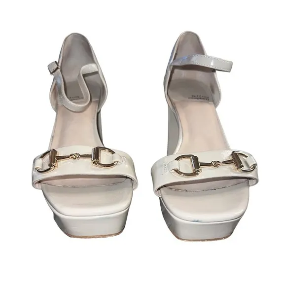 ◀️ Jeffrey Campbell ◀️ Clever Platform Sandals. Ice Pantene Gold Size 10
