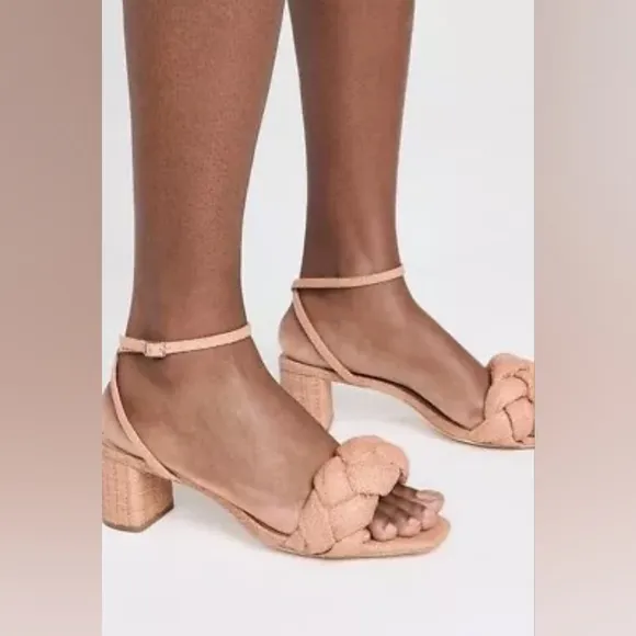 🐢 Loeffler Randall Avril Braided Sandals Brown Raffia  Size 9B MSRP $395