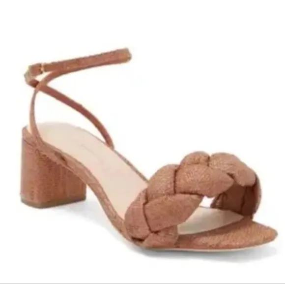 🐢 Loeffler Randall Avril Braided Sandals Brown Raffia  Size 9B MSRP $395