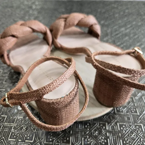 🐢 Loeffler Randall Avril Braided Sandals Brown Raffia  Size 9B MSRP $395