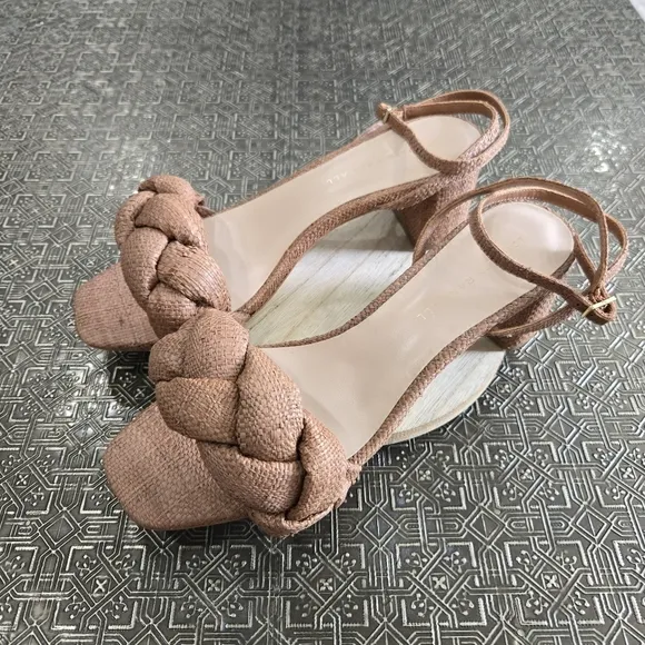 🐢 Loeffler Randall Avril Braided Sandals Brown Raffia  Size 9B MSRP $395