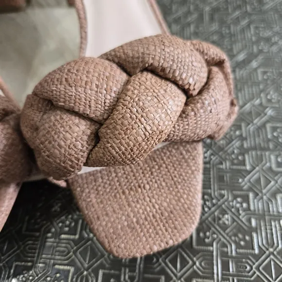 🐢 Loeffler Randall Avril Braided Sandals Brown Raffia  Size 9B MSRP $395