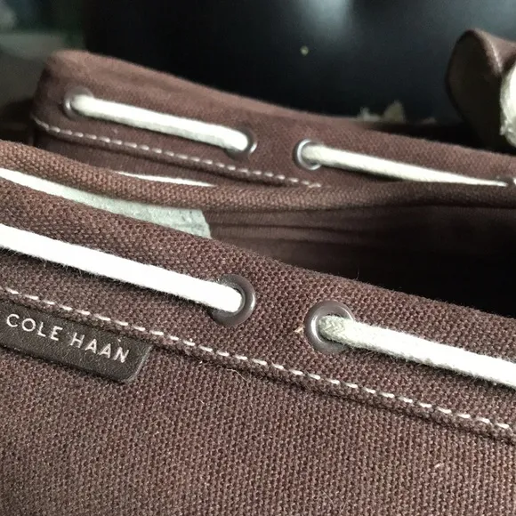 🛍️ New COLE HAAN Brown Cream White Canvas Loafers