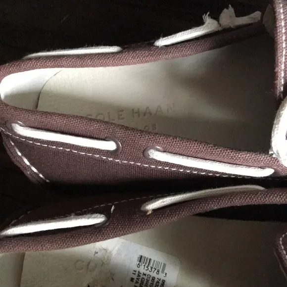 🛍️ New COLE HAAN Brown Cream White Canvas Loafers