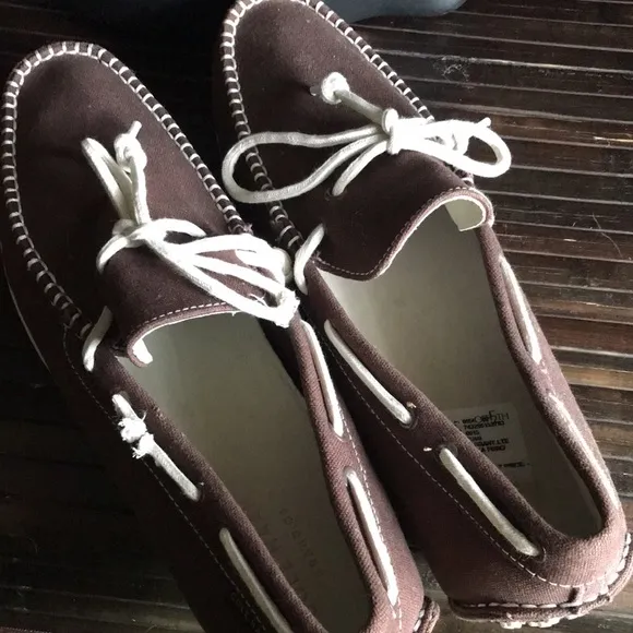 🛍️ New COLE HAAN Brown Cream White Canvas Loafers