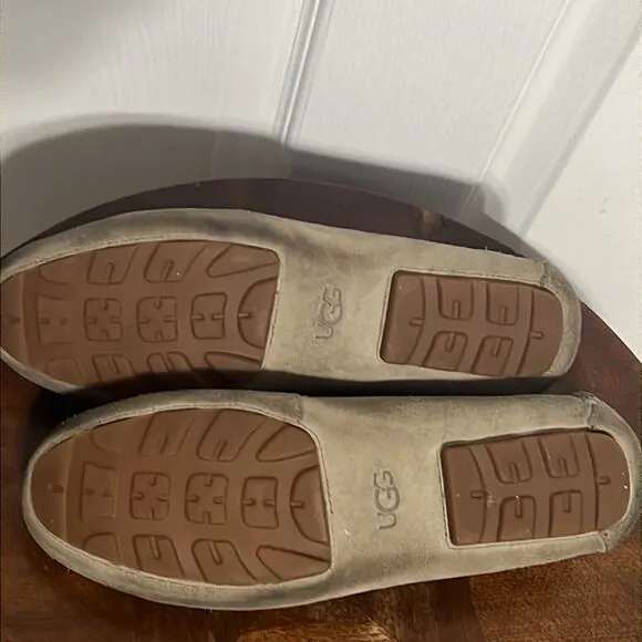 🔥🔥 UGG MILANA slip on flats, grey light brown suede loafer women sz 10 - GUC