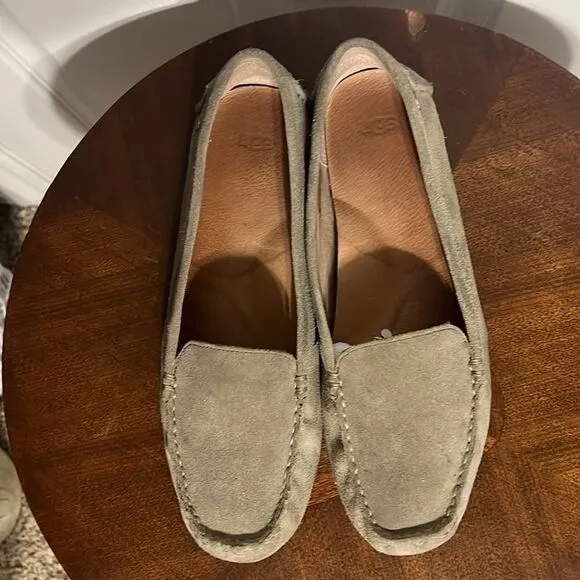 🔥🔥 UGG MILANA slip on flats, grey light brown suede loafer women sz 10 - GUC