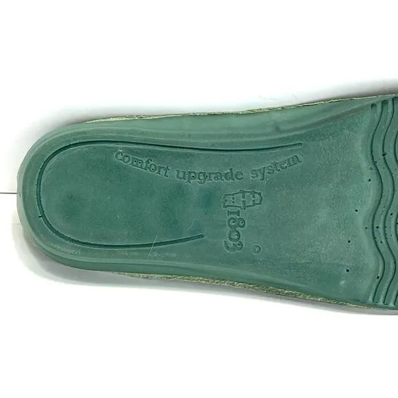 1803 ANTHROPOLOGIE BLACK &amp; GREEN LEATHER ULTRA-CUSHIONED LIGHT WEIGHT FLAT MULES
