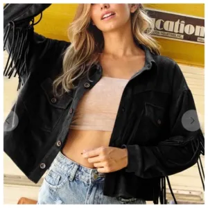 20 Absolutely fabulous Black Fringe Faux Suede Jackets