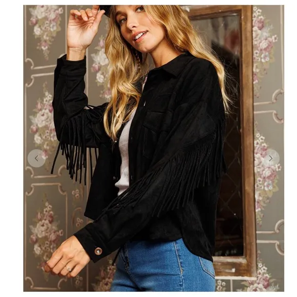 20 Absolutely fabulous Black Fringe Faux Suede Jackets