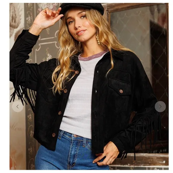 20 Absolutely fabulous Black Fringe Faux Suede Jackets
