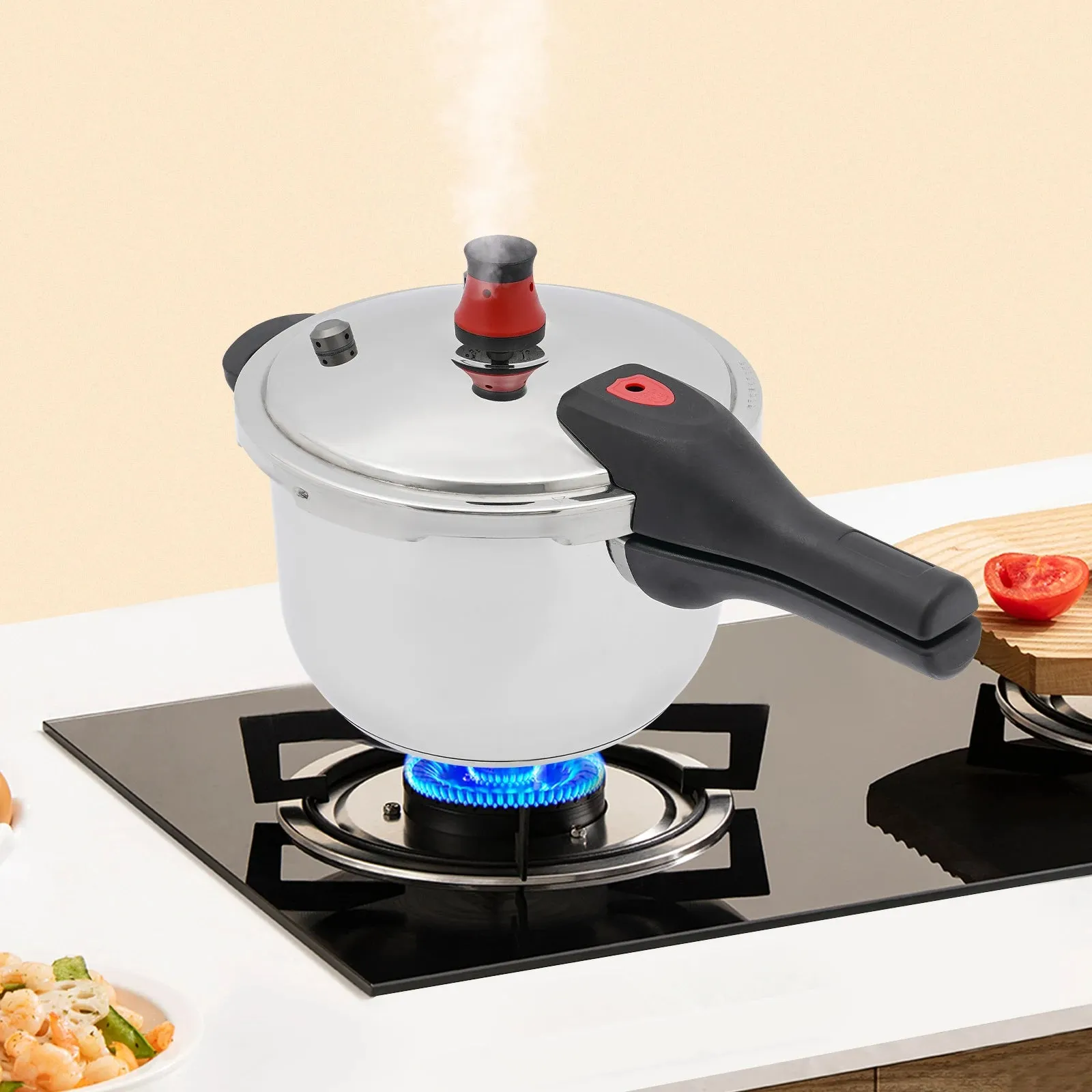 304 Stainless Steel High-Pressure Steamer, Gas Stove, Food Grade Energy-Saving Pressure Cooker -18cm