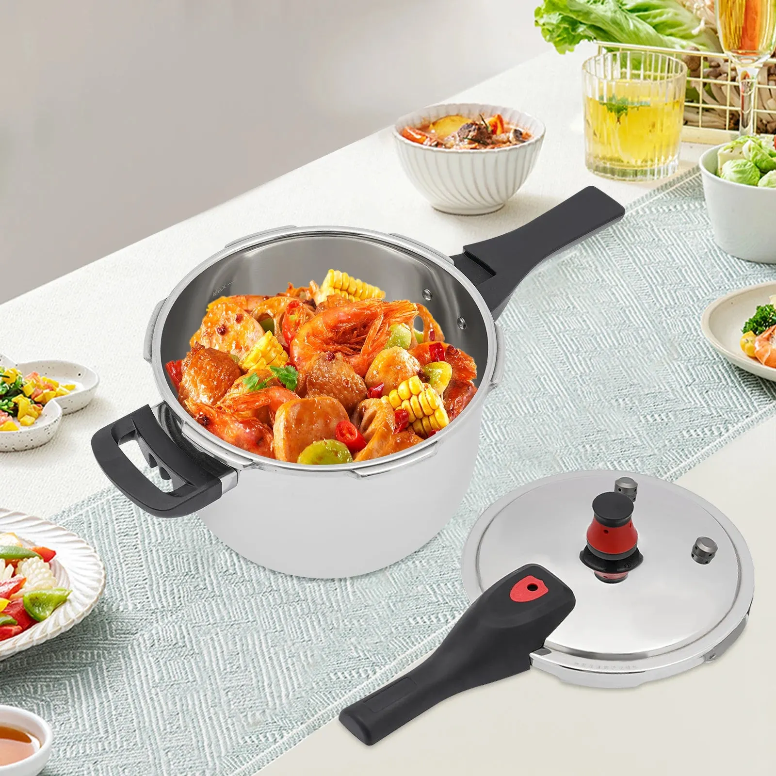 304 Stainless Steel High-Pressure Steamer, Gas Stove, Food Grade Energy-Saving Pressure Cooker -18cm