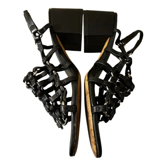 3.1 PHILIP LIM Leather Cube Cage Sandal Block Heel Sz 36.5 EU 6 US $495