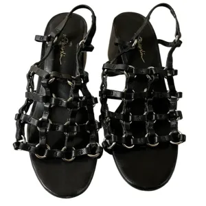 3.1 PHILIP LIM Leather Cube Cage Sandal Block Heel Sz 36.5 EU 6 US $495
