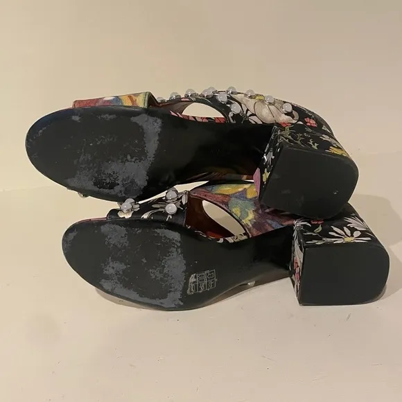 3.1 Phillip Lim RARE 39 floral Cube pearl studded crisscross block heel sandals
