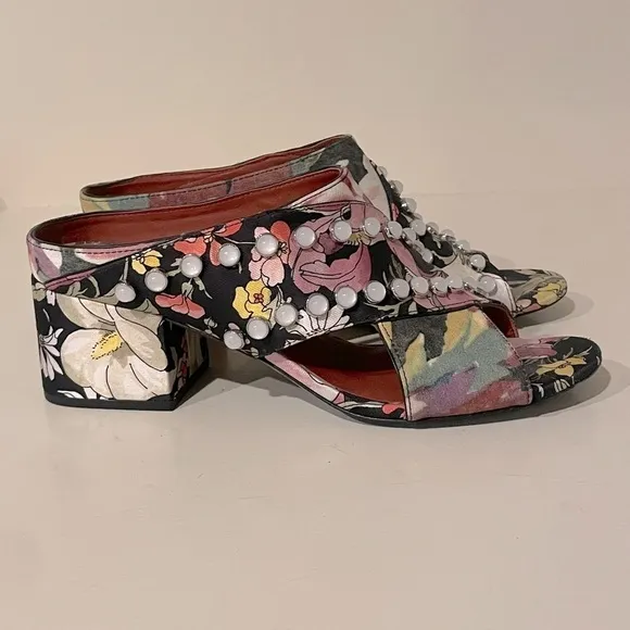 3.1 Phillip Lim RARE 39 floral Cube pearl studded crisscross block heel sandals