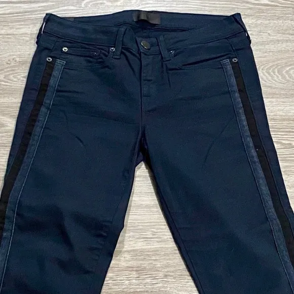 (4) Vince Dylan Side Stripe Y2K Skinny Tuxedo Style Jeans Pants Low Stovepip…