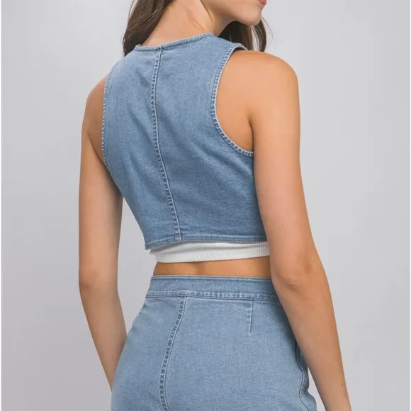 44 Fabulous jeans Buttoned Vest Top Jacket