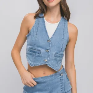 44 Fabulous jeans Buttoned Vest Top Jacket