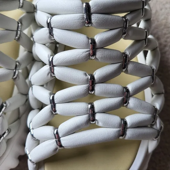 4CCCCEES Waffo Pineapple Sandals Leather Size 38 US 8-8.5 Platform Chunky White