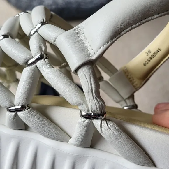 4CCCCEES Waffo Pineapple Sandals Leather Size 38 US 8-8.5 Platform Chunky White
