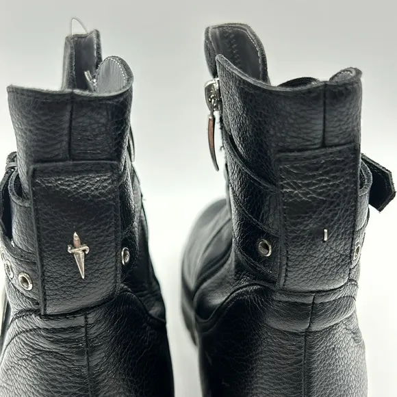 4US Cesare Paciotti Black Buckle Boots Women's EU 40 Leather Side‎ Zip