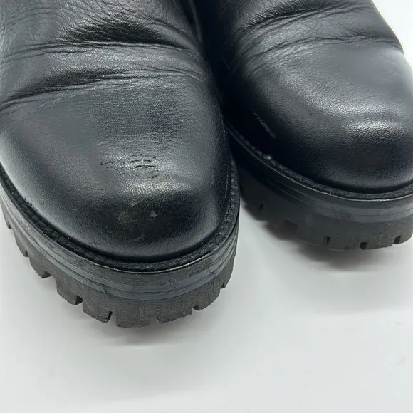 4US Cesare Paciotti Black Buckle Boots Women's EU 40 Leather Side‎ Zip