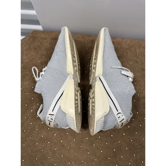 $745 GIORGIO ARMANI Knitted Sneakers EU40.5 Gray Logo Made in Italy