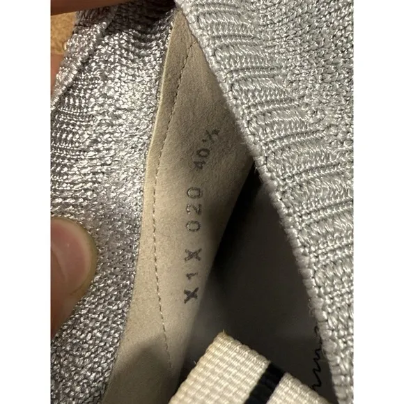 $745 GIORGIO ARMANI Knitted Sneakers EU40.5 Gray Logo Made in Italy