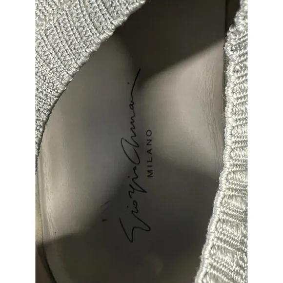 $745 GIORGIO ARMANI Knitted Sneakers EU40.5 Gray Logo Made in Italy