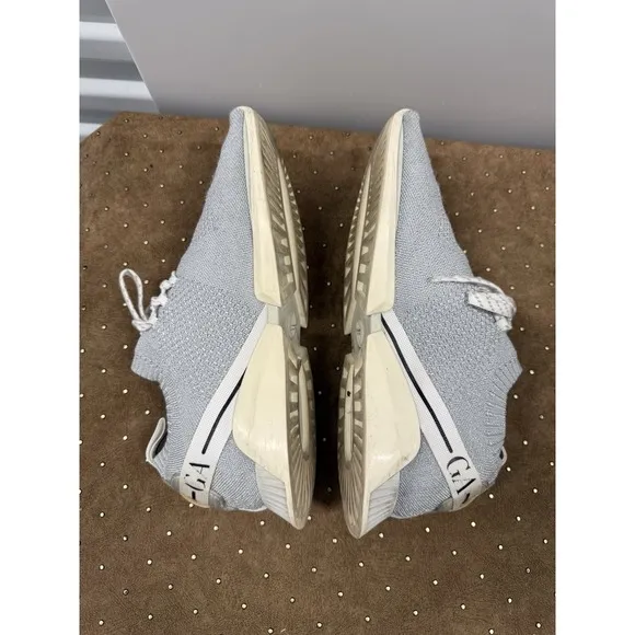 $745 GIORGIO ARMANI Knitted Sneakers EU40.5 Gray Logo Made in Italy