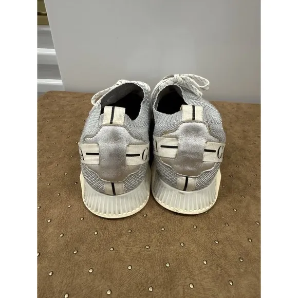 $745 GIORGIO ARMANI Knitted Sneakers EU40.5 Gray Logo Made in Italy