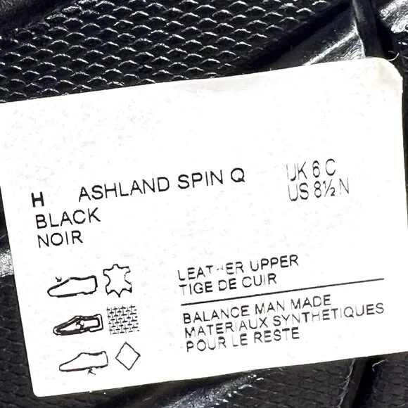 8.5N 8.5 NARROW WIDTH Clarks Ashland Spin Q Black Leather Flats Loafers Shoes