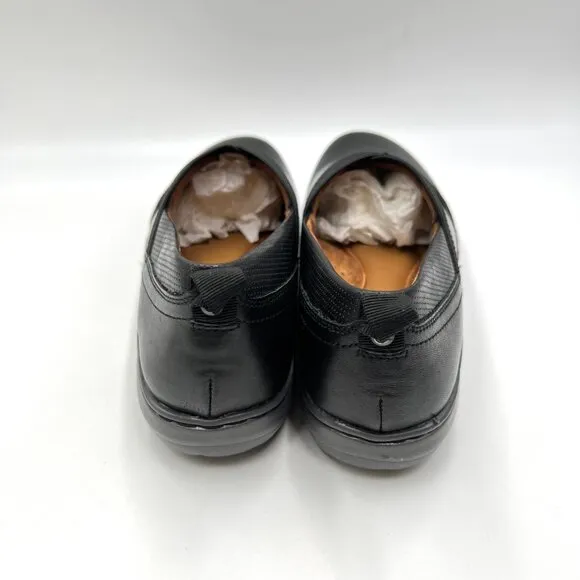 8W 8 WIDE WIDTH Cobb Hill Penfield Black Leather Comfort Flats Loafer Shoes