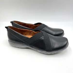 8W 8 WIDE WIDTH Cobb Hill Penfield Black Leather Comfort Flats Loafer Shoes