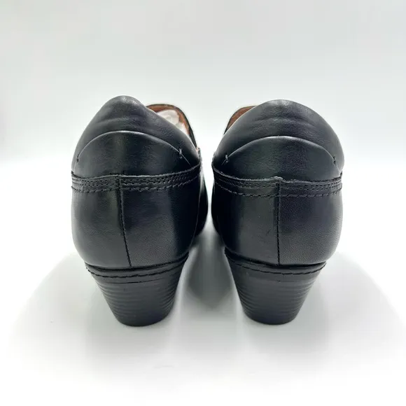 9W 9 WIDE WIDTH Cobb Hill Womens Laurel Black Leather Clogs Shooties Shoes NEW