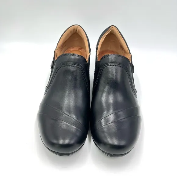 9W 9 WIDE WIDTH Cobb Hill Womens Laurel Black Leather Clogs Shooties Shoes NEW