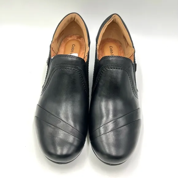 9W 9 WIDE WIDTH Cobb Hill Womens Laurel Black Leather Clogs Shooties Shoes NEW