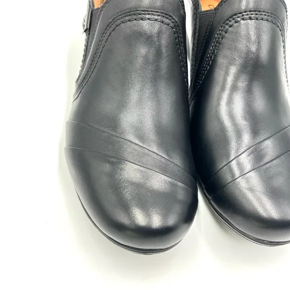 9W 9 WIDE WIDTH Cobb Hill Womens Laurel Black Leather Clogs Shooties Shoes NEW