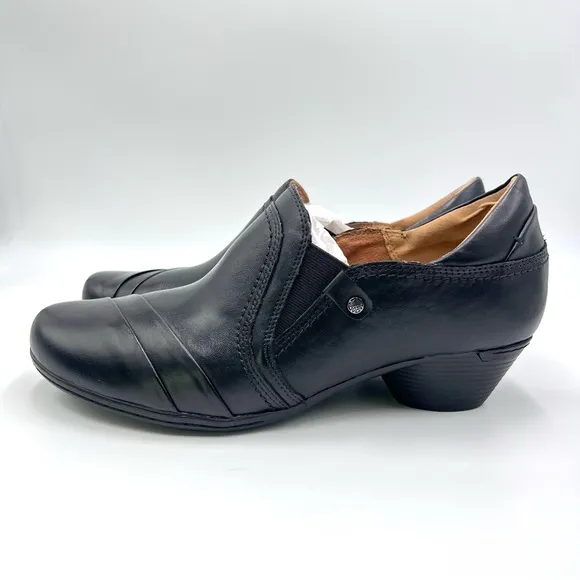 9W 9 WIDE WIDTH Cobb Hill Womens Laurel Black Leather Clogs Shooties Shoes NEW