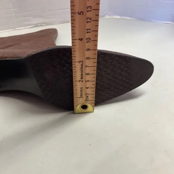 A MARINELLI Women’s Tooled Leather Boots Alda Brown Size 8.5 M Side Zip