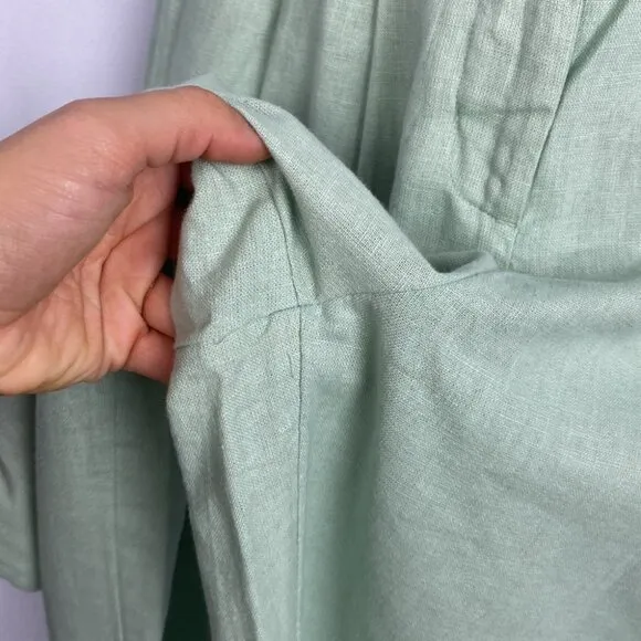 Abercrombie &amp; Fitch Sage Green Cropped Wide Leg Linen Pantsuit - Size XS/S