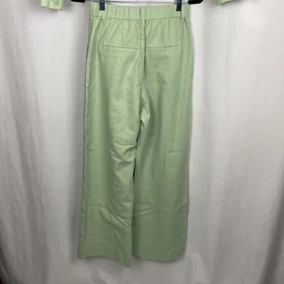 Abercrombie &amp; Fitch Sage Green Cropped Wide Leg Linen Pantsuit - Size XS/S