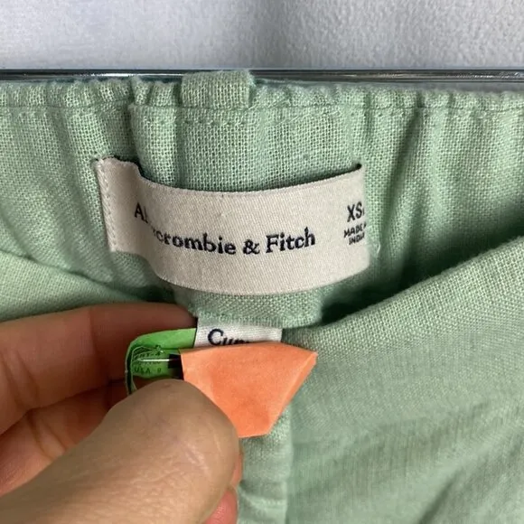 Abercrombie &amp; Fitch Sage Green Cropped Wide Leg Linen Pantsuit - Size XS/S