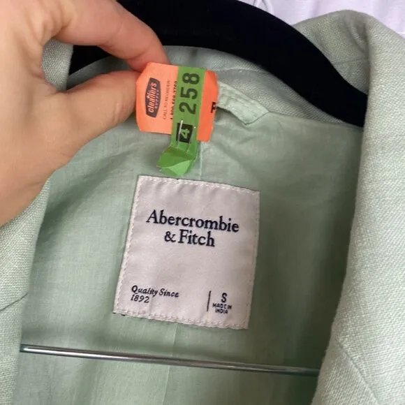 Abercrombie &amp; Fitch Sage Green Cropped Wide Leg Linen Pantsuit - Size XS/S