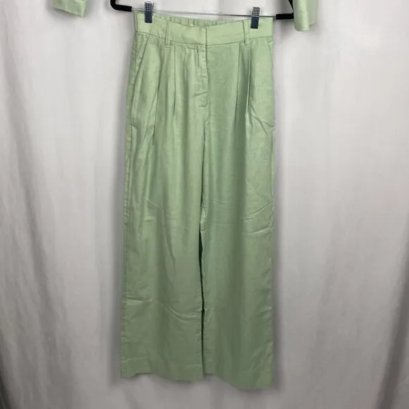 Abercrombie &amp; Fitch Sage Green Cropped Wide Leg Linen Pantsuit - Size XS/S